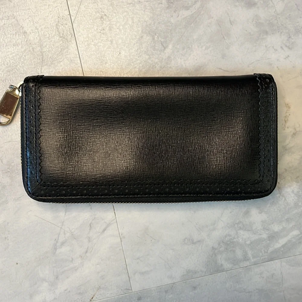 Cole Haan  Vintage  Wallet  Clutch Black soft Saffiano  Beautiful Lacy edges EUC